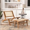Costway Mid Century Modern Accent Chair with Ottoman Teak Wooden Frame Farmhouse - 2 of 4