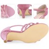 BLISSFUL STEP Women's Velvet Open Toe Kitten Heel Ankle Strap Sandals - 3 of 3