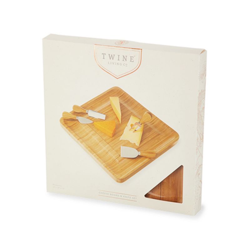 Four Piece Bamboo Cheese Board and Knife Set by Twine Living, Light Brown, 5 of 6