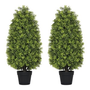 NicBex 2-Pack 35" Detachable Artificial Green Cypress Tree Tall Faux Plant, Indoor/Outdoor Decor, Easy Assembly - 1 of 4