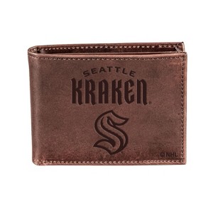 Evergreen NHL Seattle Kraken Brown Leather Bifold Wallet Officially Licensed with Gift Box - 1 of 1