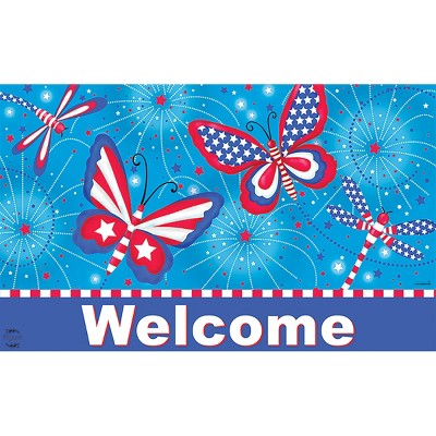 Briarwood Lane Doormat 30x18 Indoor Outdoor American Butterflies Patriotic Doormat