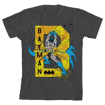 Batman B Is For Batman Boy's Charcoal Heather T-shirt