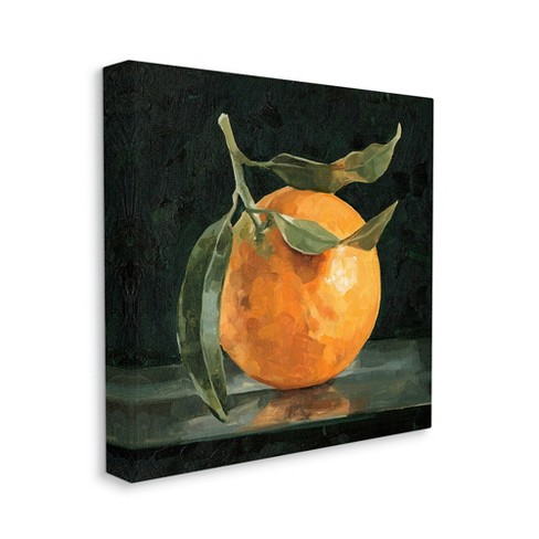 Stupell Industries Orange Fruit With Stem Still life Pop On Black