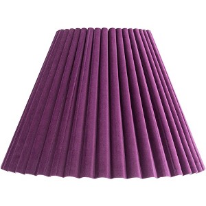 Springcrest 7" Top x 14 3/4" Bottom x 10" High x 10 3/4" Slant Lamp Shade Replacement Medium Purple Empire Velvet Arc Pleated Spider Harp Finial - 1 of 4