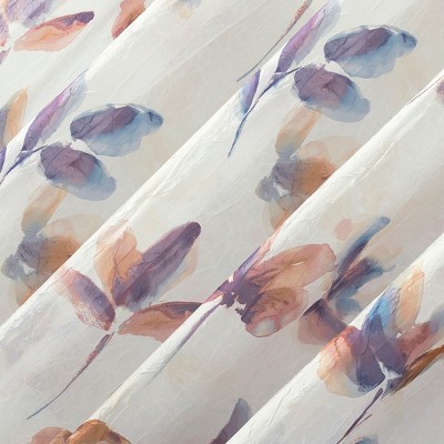 Ellie Floral Print Sheer White Polyester Curtain Panel 51" x 63"