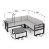 GDFStudio Sabiniano Outdoor Aluminum 5 Seater Sectional Sofa Set with Cushions, Beige/Gray - 3 of 4