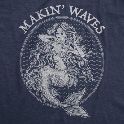 Мужские футболки Crazy Dog T-Shirts, Inc. Mens Makin Waves T Shirt Funny Mermaid Graphic Novelty Tee - Crazy Dog Men's T Shirt For Summer Vacation Navy S — фото 2