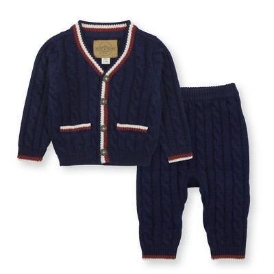 Image of Hope & Henry Layette Baby Long Sleeve Cardigan Sweater and Legging Set, Infant, 0-3 Months