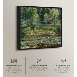 Monet - The Japanese Footbridge and the Water Lily Pool Giverny Canvas Impressionism Wall Art by Art Remedy Framed - 1 of 4