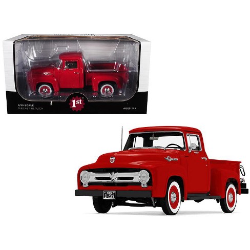 1956 Ford F 100 Pickup Truck High Feature Vermillion Red 125 Diecast Model Car By First Gear