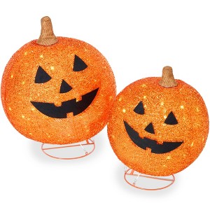Best Choice Products 2pc Lighted Pop-Up Outdoor Halloween Pumpkin Set, Fall Holiday Decoration w/ 130 LED Lights, 8 Light Functions - 1 of 4