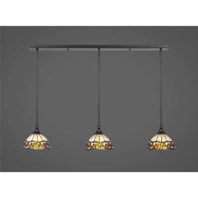 Toltec Lighting Any 3 - Light Chandelier in  Dark Granite with 7'' Roman Jewel Art Glass Shade