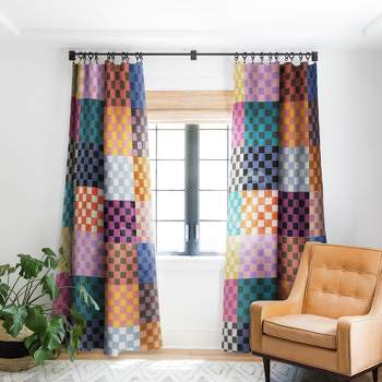 Schatzi Brown Alice Check Multi 84" x 50" Single Panel Blackout Window Curtain - Deny Designs