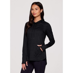 RBX Active Women's Legging Friendly Buttery Soft Stretch Jersey Adjustable Hood Long Sleeve Top with Thumbholes, Pocket - 1 of 4