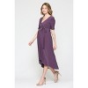 Hello Miz Women's Hi-Low Short Sleeve V Neck Maternity Wrap Dress with Belt - 2 of 4