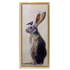Stupell Industries Minimal Rabbit & Perched Birds Floating Frame Canvas Art - 1 of 4