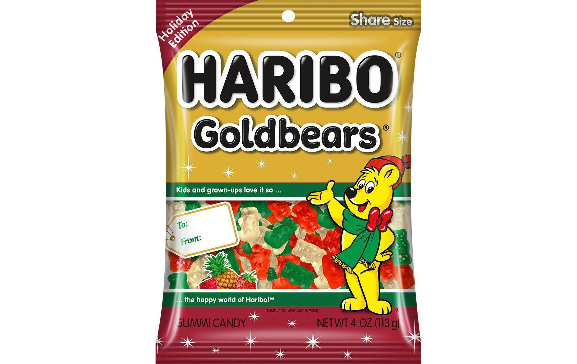 HARIBO Goldbears Christmas Mini Gummy Bears Candy - 4oz
