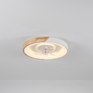 Rennnsan Solvrae 19" W Round Half - Wooden Modern LED Ceiling Fan in White - 1 of 4