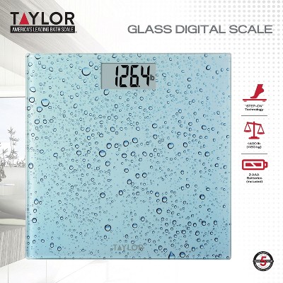 Blue Water Drop Glass Digital Bathroom Scale