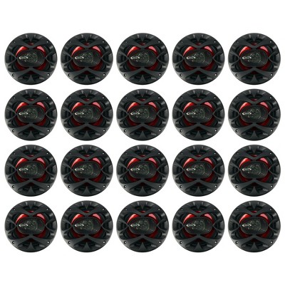  Boss Audio CH6530 Universal 6.5 Inch 300 Watt 3-Way Car Coaxial Audio Red Stereo Speakers (20 Pack) 