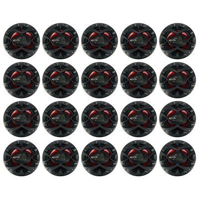  Boss Audio CH6530 Universal 6.5 Inch 300 Watt 3-Way Car Coaxial Audio Red Stereo Speakers (20 Pack) 