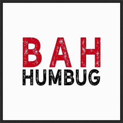 22" x 22" Bah Humbug Red and Black Framed Wall Canvas - Amanti Art