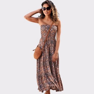 Women's Smocked Convertible Maxi Dress - LASCANA - 1 of 4