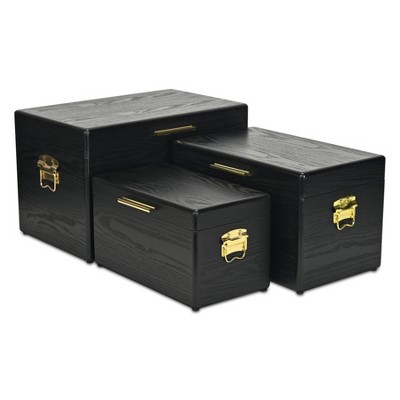 Cheung's Sable Set of 3 Trunks with Gold Handles - Black