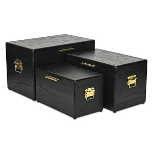 Cheung's Sable Set of 3 Trunks with Gold Handles - Black - 1 of 4