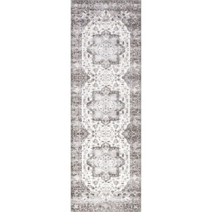 Nuloom Ari Faded Spill Proof Treated Pet Friendly Premium Machine Washable Area Rug, Runner 2' 6" x 8', Grey - 1 of 4