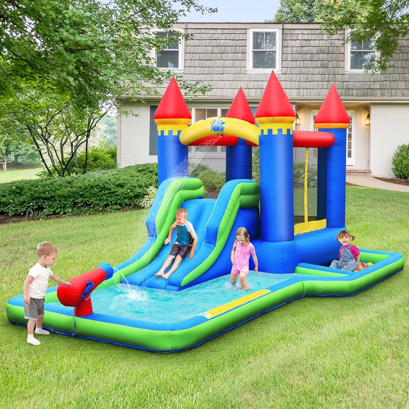 Costway Inflatable Castle Bouncer Bounce House Slide Water Park BallPit with 580W Blower, 4 of 11