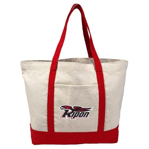 Ripon College Primary Logo Canvas Tote Bag With External Pocket, Reusable Shoulder Bag for Shopping, School, Beach - 1 of 4