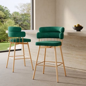 Christopher Knight Home Candy Metal Upholstered 180° Swivel Counter stools with Auto Return (Set of 2) - 1 of 4