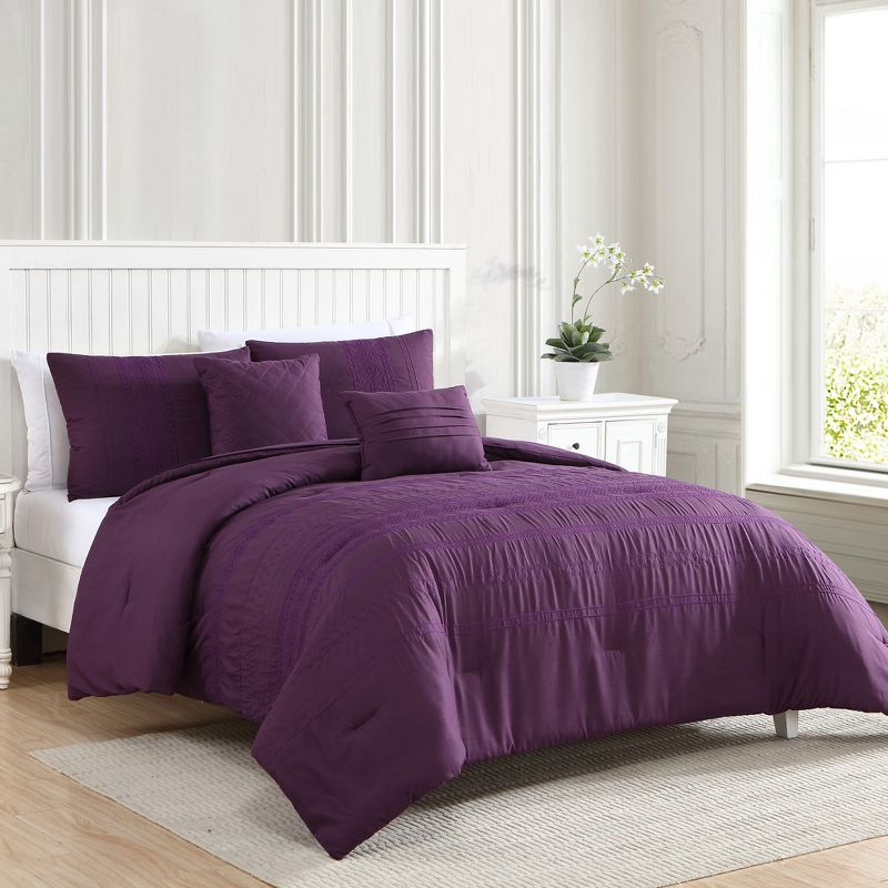 Modern Threads Marie Claire 5 Piece Ada Solid Comforter Set., 1 of 7