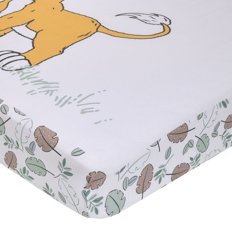 Disney Lion King Teal, Sage, White and Gold Simba Future King Cotton Photo Op Fitted Crib Sheet, 2 of 6