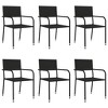 vidaXL Garden Dining Set Black Poly Rattan and Steel Standard Stacking - 55.1" Table Length 6 Piece - 3 of 4