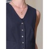 INSPIRE CHIC Women's Linen Sleeveless Button Down V Neck Waistcoat Vest - 4 of 4