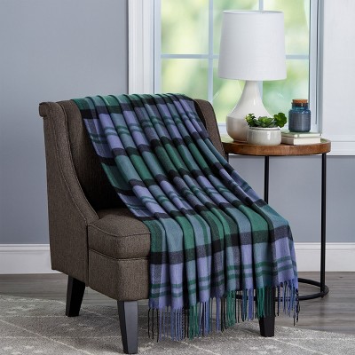 Soft Throw Blanket - Oversized, Luxuriously Fluffy, Vintage-Look and Cashmere-Like Woven Acrylic - Breathable by Hastings Home (Evergreen Plaid)