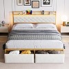 Bed Frame with Storage Drawers Storage Headboard Upholstered Platform Bed with USB Ports and Outlets Noise Free No Box Spring Needed - 3 of 4