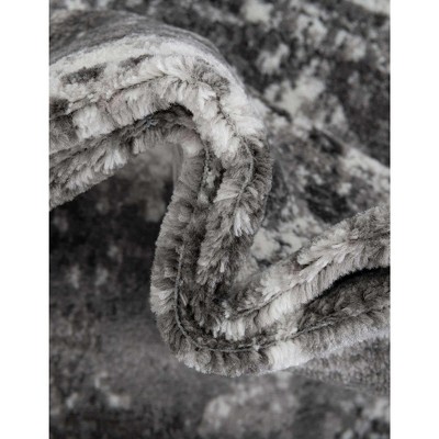 Gray Oval Stain-Resistant Synthetic Area Rug