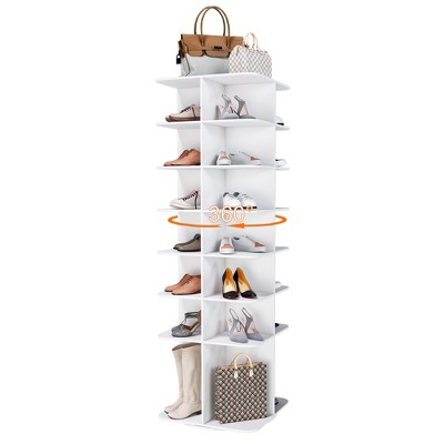 LOVMOR Rotating Shoe Rack Tower, Spinning Shoe Storage Rack, Free Standing Revolving Shoe Tower Organizer Fits 24-28 Pairs of Shoes