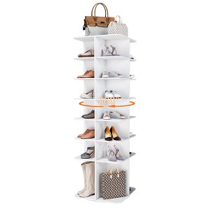 LOVMOR Rotating Shoe Rack Tower, Spinning Shoe Storage Rack, Free Standing Revolving Shoe Tower Organizer Fits 24-28 Pairs of Shoes - 1 of 4