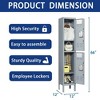 2 Door 66"H Metal Lockers With Lock for Employees,Storage Locker Cabinet for Home Gym Office School Garage,Gray - 4 of 4