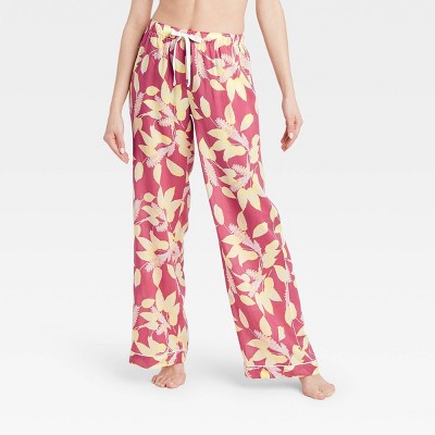 Women's Floral Print Simply Cool Wide Leg Pajama Pants - Stars Above™ Rose XS