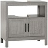 kleankin Pedestal Sink Storage Cabinet, Bathroom Under Sink Cabinet with 2 Doors and Open Shelf, Bathroom Vanity, Gray