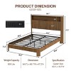 Platform Bed Frame with Storage Headboard,Charging Station,Wavy Wood Grain Design & Sturdy Quiet Metal Support-Baofuwish - 4 of 4