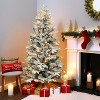 LuxenHome 5Ft Prelit Christmas Tree with Metal Stand, Full Fir Artificial Flocked Christmas Tree with 150 LED Lights Green - 2 of 4