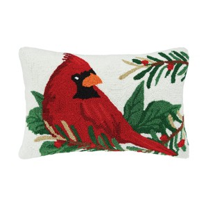 C&F Home 22" x 14" Cardinal Mistletoe Hooked Christmas Throw Pillow - 1 of 3