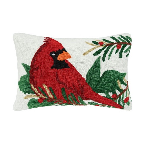 C&F Home Cardinal Mistletoe Hooked Throw Pillow